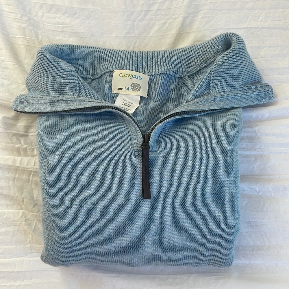 Men’s blue quarter zip sweater